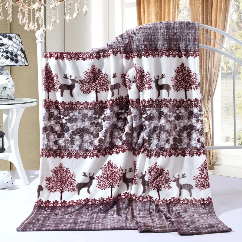 

Milu Deer Flannel Plaid Blanket Winter Coral CoverHot Home textile pink super warm soft blankets throw