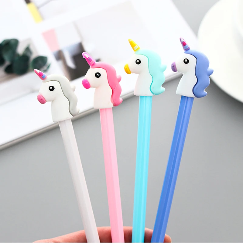 

4 pcs/lot Creative Unicorn Gel Pen 0.5mm Candy Color Signature Pens Writing Gifts Stationery School Office Supplies