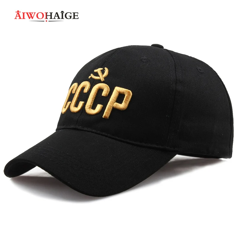 

2019 New USSR Russiane Cap Letter Embroidery Hip Hop Hat Man Woman High Quality Snapback Bone Black Badge Golf Sport Cotton