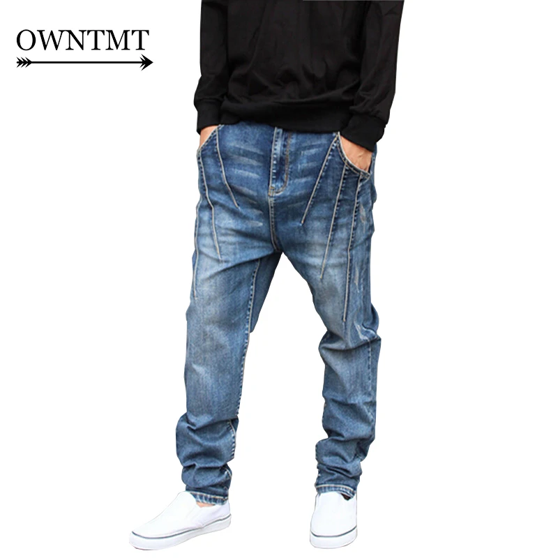 

2019 New Man Autumn Casual Blue Jeans Pants Men Harem Skinny Legging Denim Pant Mens Hip Hop Cross-Pants Man Denim Joggers Plus