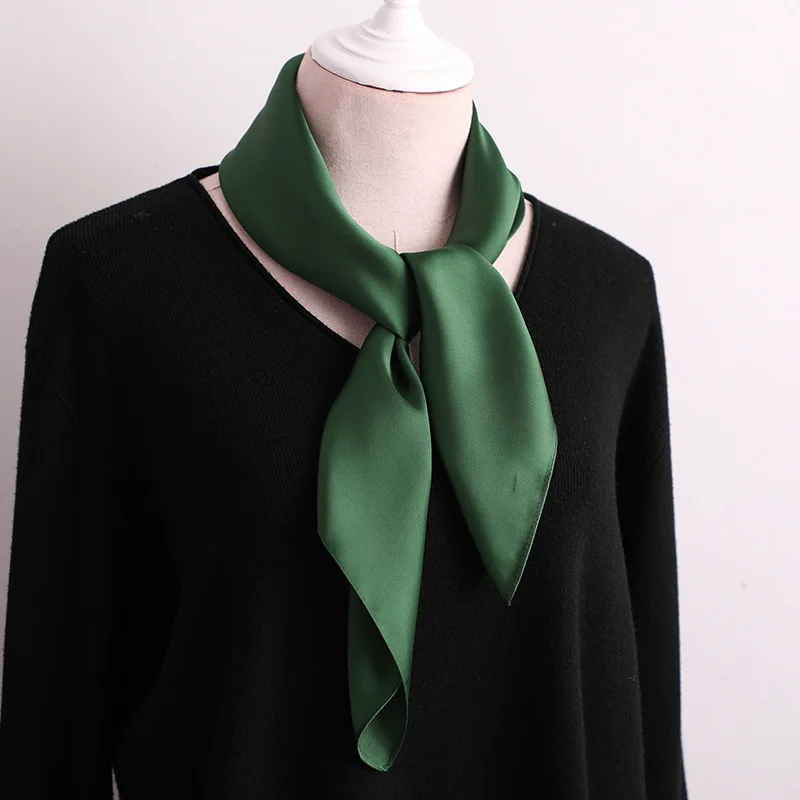 Весенний летний женский шелковый шарф квадратный однотонный платок и обертывание женские шарфы для волос на шее мягкая офисная Бандана Платок