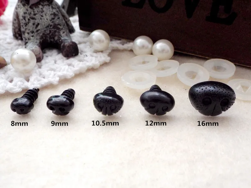 trolls doll 20pcs Safety Plastic Dog Noses Black Color 8mm/9mm/10mm/12mm/16mm can be chosen come with washers raggedy ann