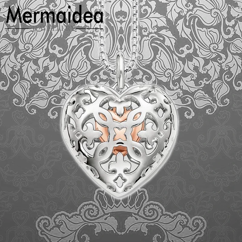 

Link Chain Necklace Heart Locket Fashion 925 Sterling Silver Jewelry Romantic Gift Women Girls 2019 New Collane Donna