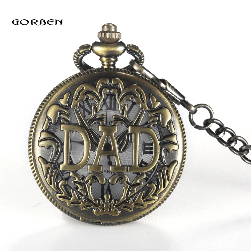 

Vintage Antique Retro Roman Numerals Simple Design Father Dad Pocket Watch Quartz FOB Chain New Men Gifts Relogio De Bolso