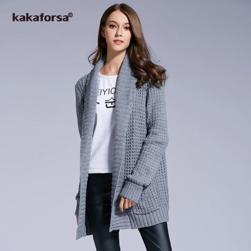 Kakaforsa Knitted Long Cardigan Fashion Female Soft Warm