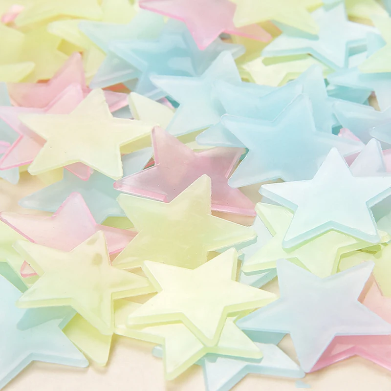 100 шт 3D звезды светится в темноте наклейки светящиеся флуоресцентные Пластиковые наклейки игрушки для детской комнаты украшения спальни