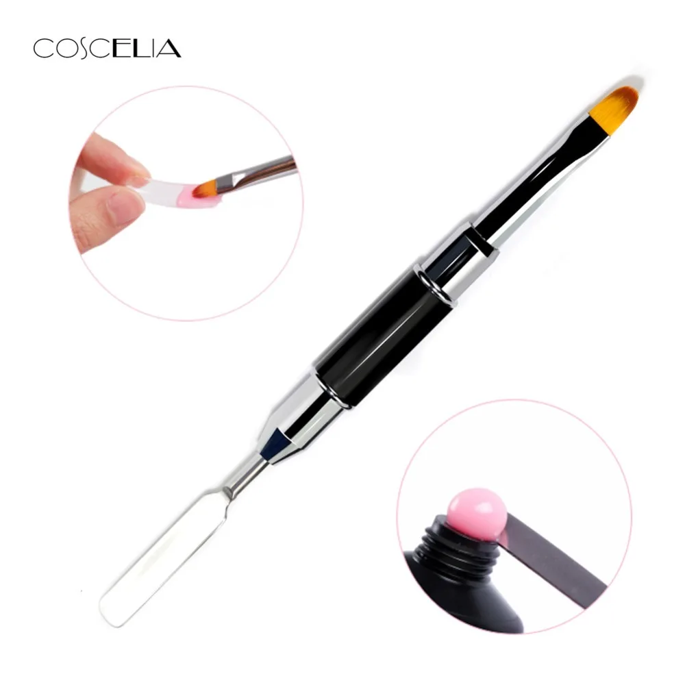 

COSCELIA 1pc UV PolyGel Poly Gel Nail Brush Dual-ended Slice Shape Tool For Nail Tips Extension Building