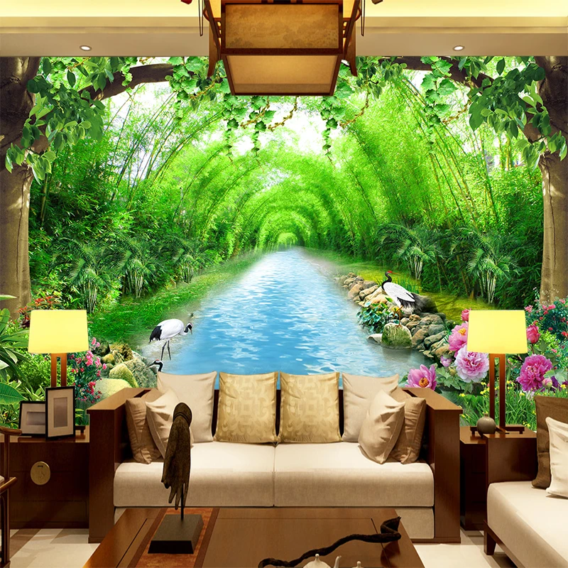 Nach Wandbild Natur Landschaft Kleine Creek Bambus Hain Stream Wasser 3d Tapete Schlafzimmer Hotel Restaurant Tapete Wandbild Murals Nature Custom Muralwallpaper Mural Aliexpress
