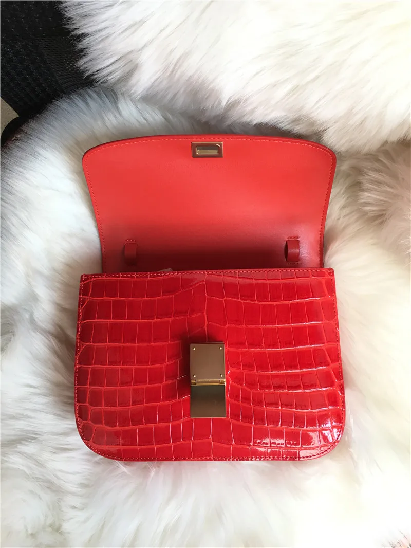 Кожаная женская сумка, новинка, крокодиловый узор, тофу, сумка, коробка, кожаная маленькая квадратная сумка, Ретро стиль, Минималистичная, на одно плечо, Диагональная Сумка - Цвет: red large