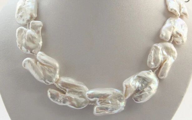 

HOT SELL - 150401 J0007 stunning big baroque white freshwater cultured pearl necklace > USPS to ISA RUSSIA -Top quality free shi
