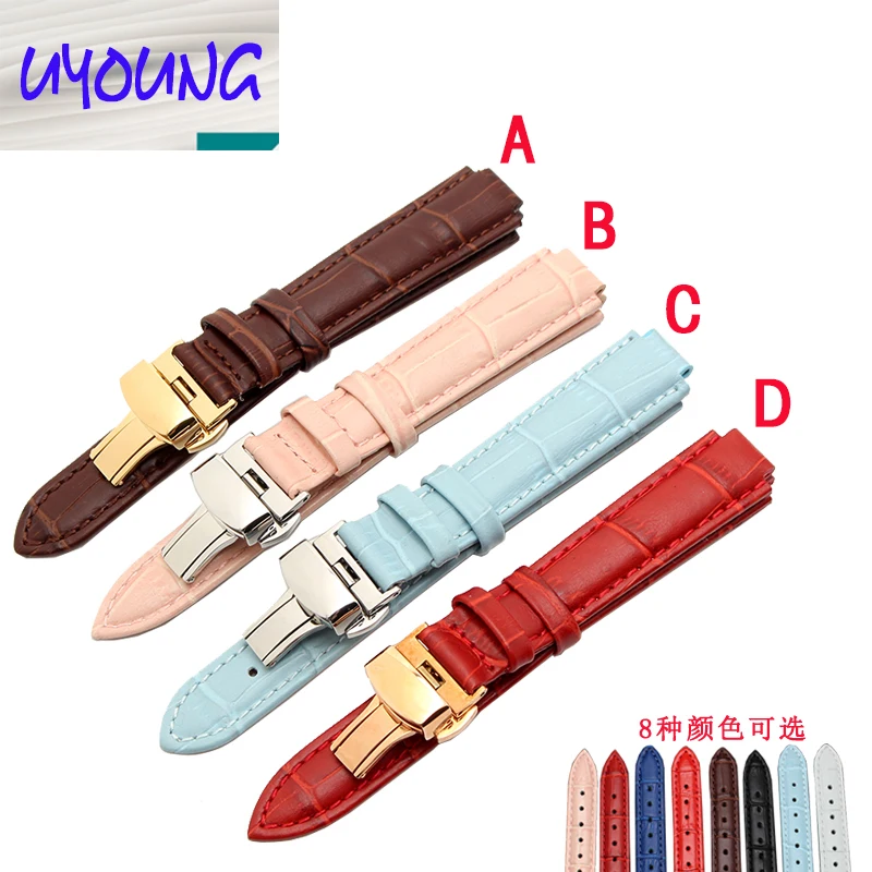 

UYOUNG genuine leather watch band width 16*Bump10mm Universal suitable for female leather strap watch with butterfly buckle