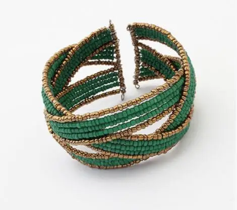 Новинка, винтажный богемский цветной браслет на запястье с бусинами, мужские мансеты, очаровательные браслеты и браслеты для женщин, вечерние ювелирные изделия - Окраска металла: Green