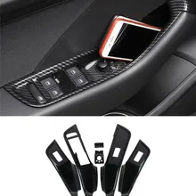 Оконное стекло Автомобиля подъемные кнопки рамка дверной ящик для хранения Крышка отделка 6 шт. для Audi A3 8V- LHD ABS углеродного волокна стиль