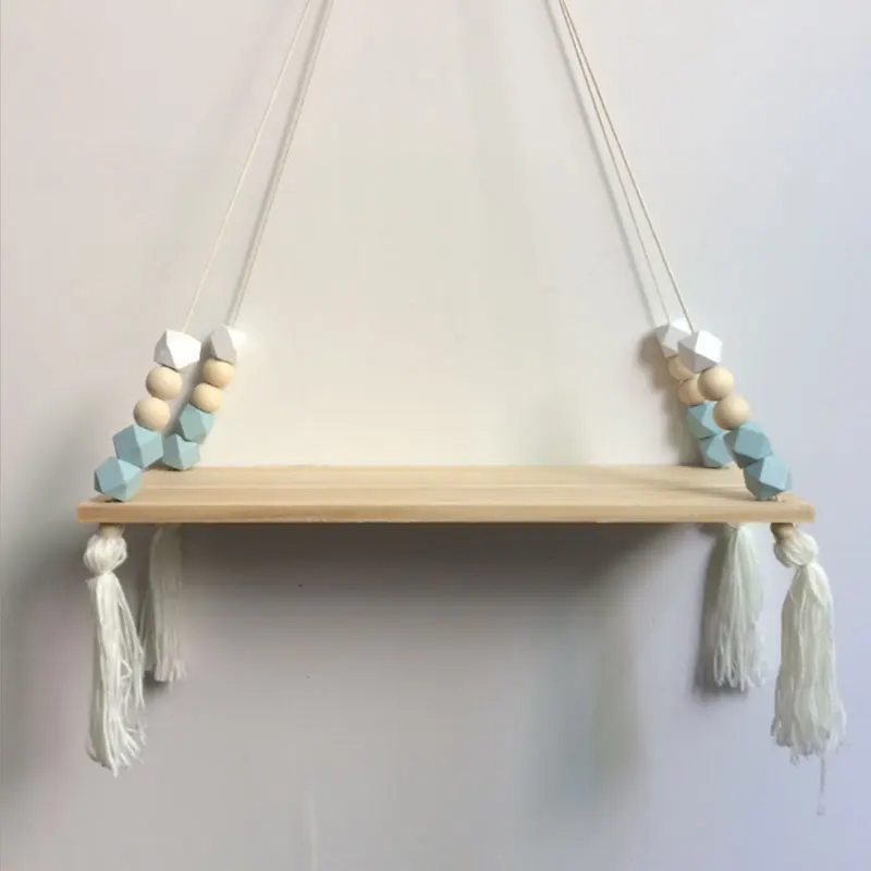 

Economic Hanging Board Tassel Hanging Board Storage Rack Wooden Kids Cafe Room Decor