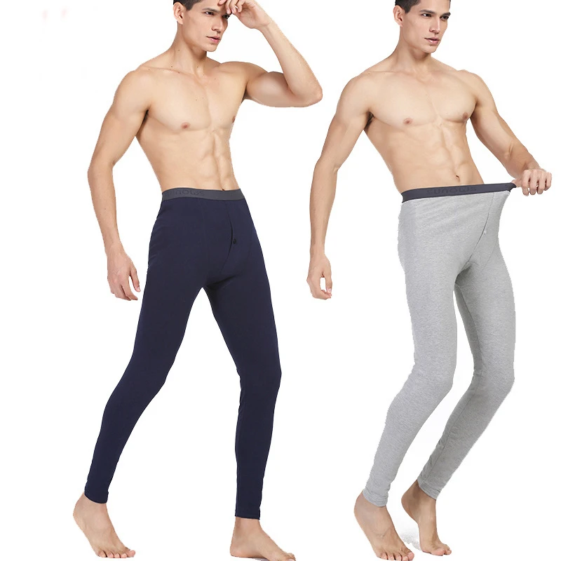 Plus Size L-3XL Elastic Warm Long Johns Men's thermal Underwear Brand Male Winter Lycra Or Cotton Thermo underwear Button