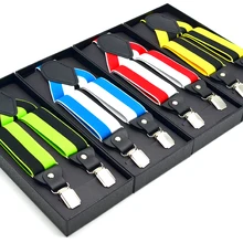 Цветные полосатые подставки для женщин и взрослых мужчин, 4 зажима, удобные металлические ткани, Модный стильный бандаж