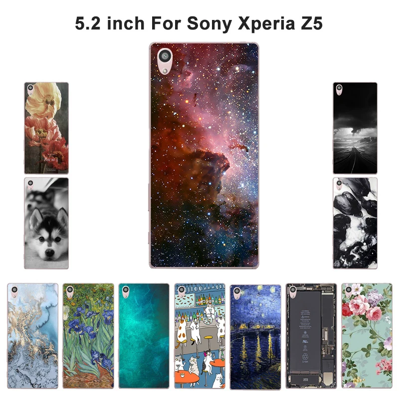 

For Sony Xperia Z5 Cases Scenery Painted Back Silicon Soft Case for Sony Xperia Z5 E6003 E6633 E6653 E6683 Phone Covers Bag