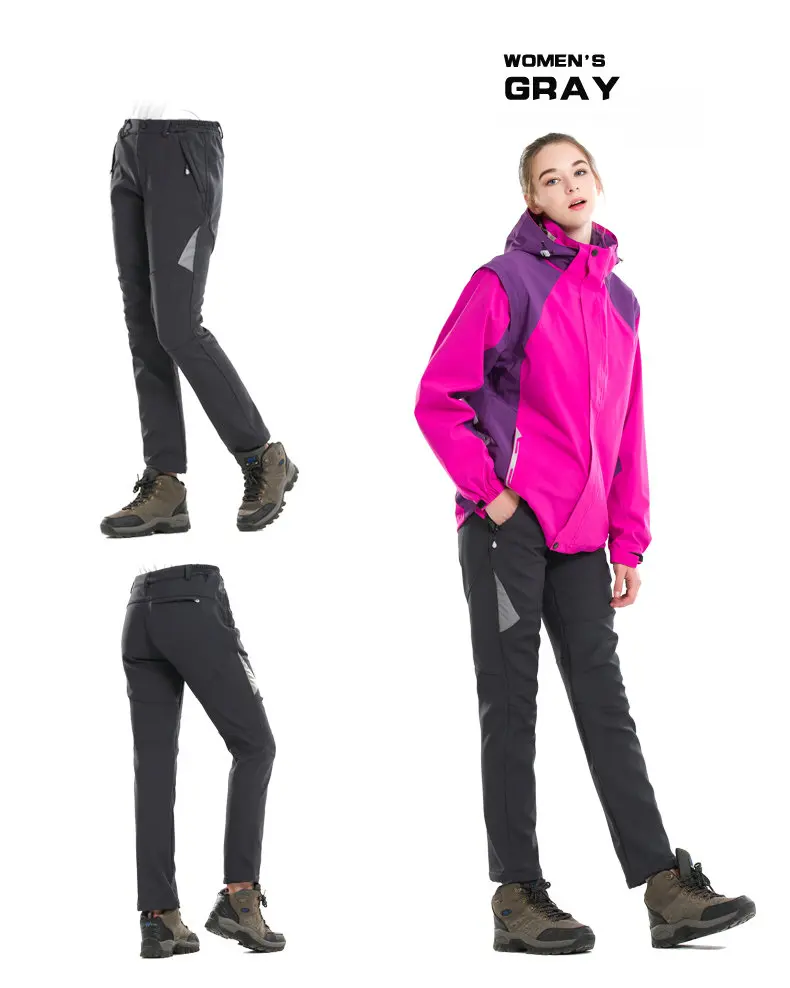 Calças de Inverno dos Homens Caminhadas ao ar Mulheres à Prova Noflen Livre Trekking Softshell Dwindproof Água Vento Térmica Acampamento Escalada Esqui 9 Calças de caminhadas