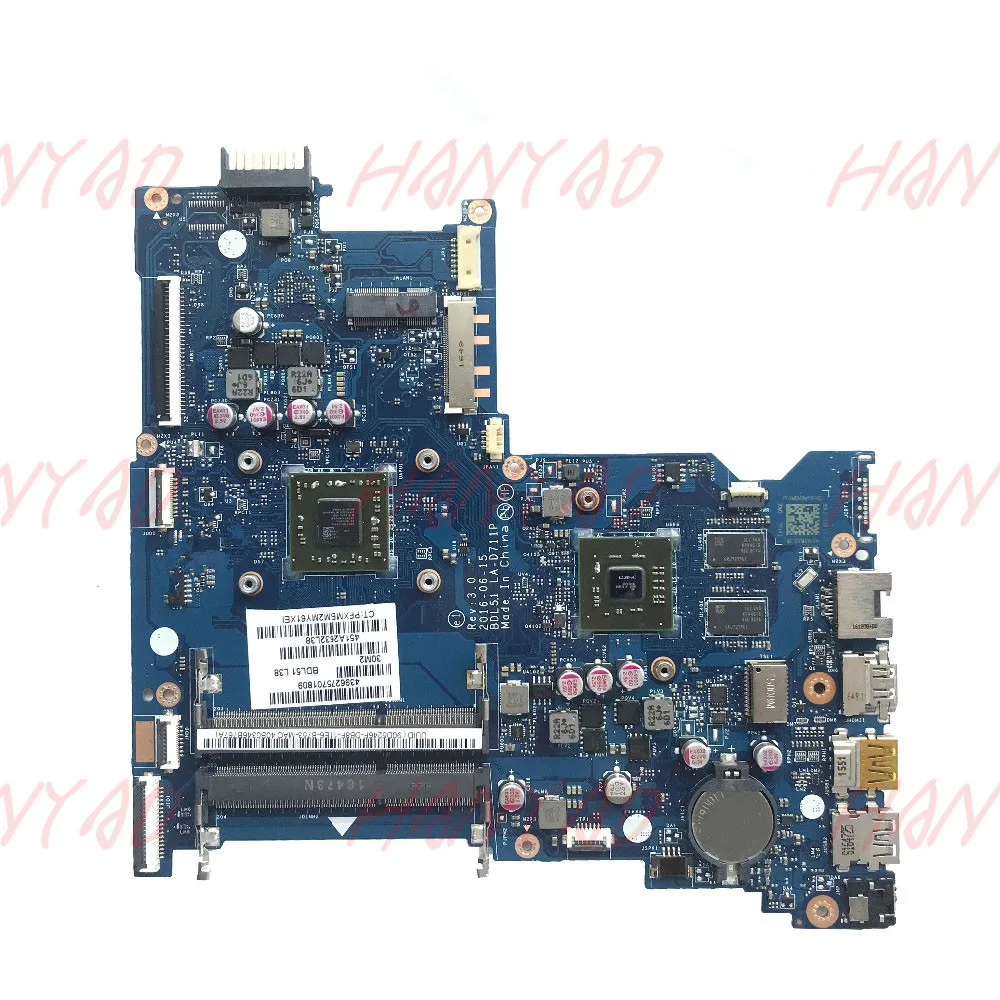 

860340-001 For HP 15-BA Series Laptop Motherboard With A8 CPU BDL51 LA-D711P R5 M3302GB GPU 100% Tested Fast Ship