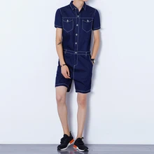 Новые мужские джинсовые шорты комбинезоны шаровары модные повседневные джинсы на молнии облегающие шорты комбинезоны