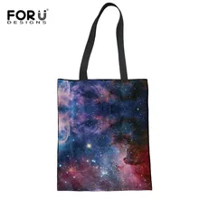 FORUDESIGNS/женские холщовые хозяйственные сумки с принтом Галактики, складные пакеты для продуктов, женские многоразовые экологически чистые сумки для супермаркетов