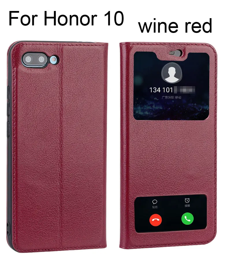 Чехол из натуральной коровьей кожи для huawei 20 Pro Honor 10 View 20 - Цвет: Wine red