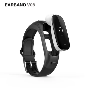 

V08 Smart Bracelet With Bluetooth Earphone Heart Rate Monitor Blood Pulse Pedometer Fitness Smart Wristband for Android IOS