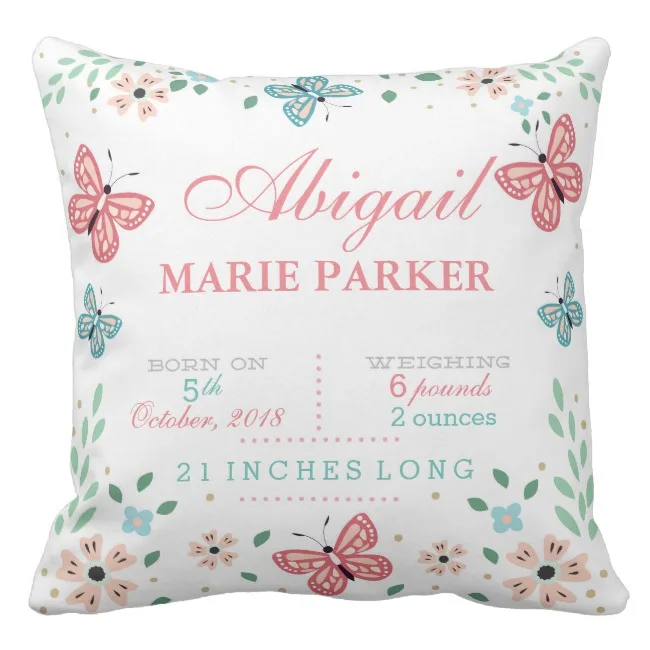  Custom Canvas Cushion CoversButterfly Floral Garden Baby Stats Pillow Cases Sofa Home Decorative Th