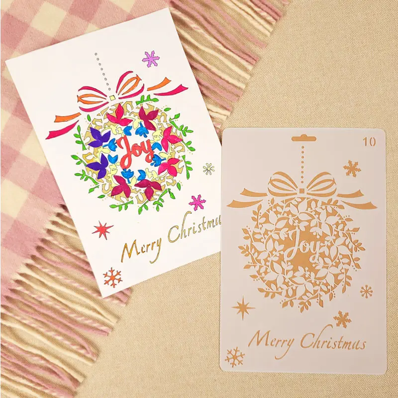 

26*17cm Ball Bell Ring Merry Christmas DIY Layering Stencils Painting Scrapbooking Stamping Embossing Album Decor Template