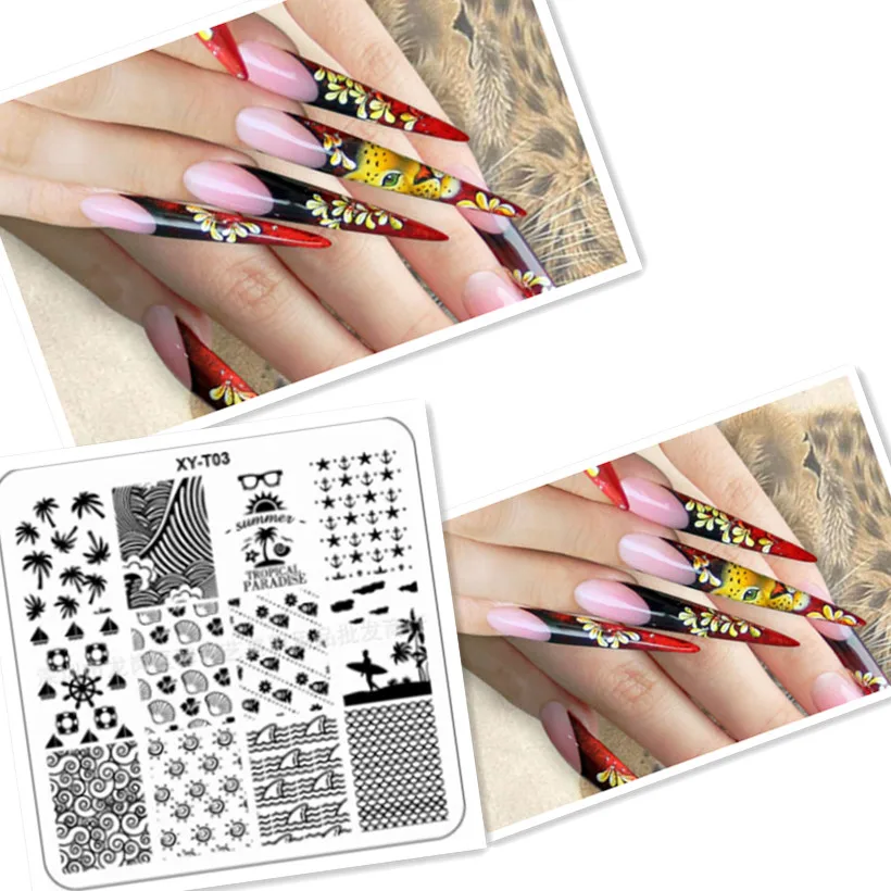 Rose Grass Little Star Theme Acrylic Nail Stamping Plates Nail Art