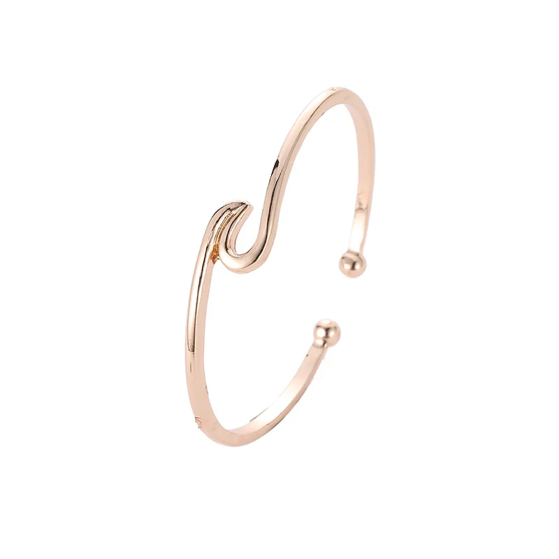 

Fashion Wave Open Bangle Bracelet For Women Girls Punk Rose Gold Ocean Surfer Bangle Cuff Minimalist Bracelets Jewelry