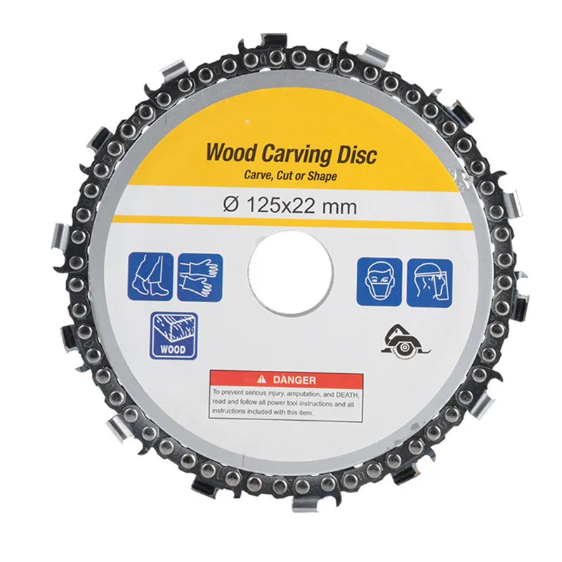 

5"/125mm Chain Angle Grinder Disc 22mm Arbor Carbide Double Saw Teeth Anti-Kickback Wood Carving Cutting Wheel