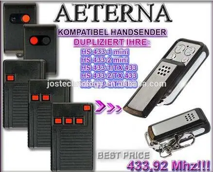 AETERNA replacement remote control HS433-1mini,HS433-2mini,HS433-1/TX433,HS433-2/TX433,HS433-4/TX433 free shipping seip skr433 1 replacement 433 92mhz remote control free shipping