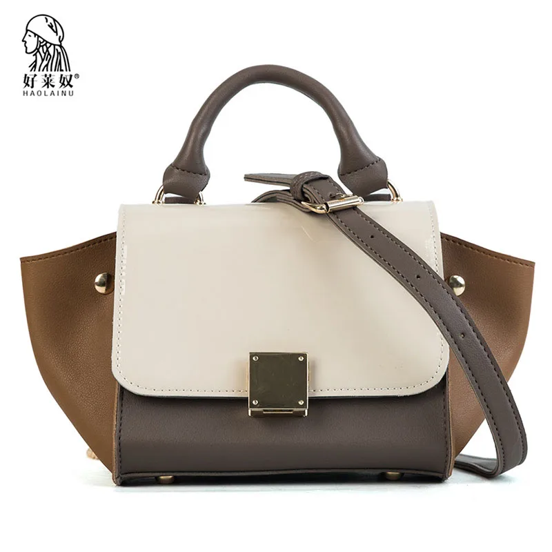 

Haolainu New Fashion Women Messenger Bags High Quality Leather Female Shoulder Bag Causal Trapeze Handbag Lady's Crossbody Bags