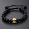 DOUVEI New White CZ Skeleton Black Natural Lava Stone Beads Bracelet 3 Colors Men Rope Chain Bracelet Homme For Women ABL001 ► Photo 2/6