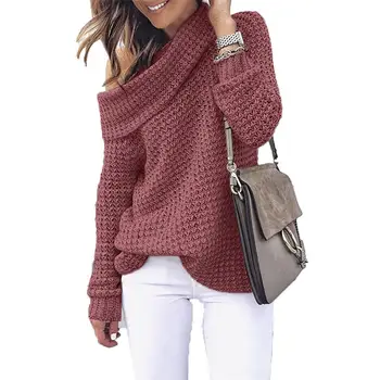 

Women Fashion Casual Solid Long Sleeve Off Shoulder Loose Sweater Tops Regular Winter/Spring/Autumn
