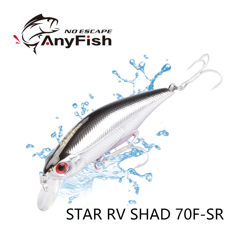 Рыболовная приманка ANYFISH RV SHAD 70F-SR 7 см 9 3 г жесткая наживка с 2 рыболовными крючками