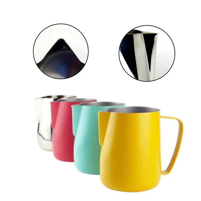 

Stainless Steel Latte Coffee Milk Jug Frothing Pitcher Pull Flower Cup Coffee Milk Frother Milk Foaming Tool Coffeware 0.35L