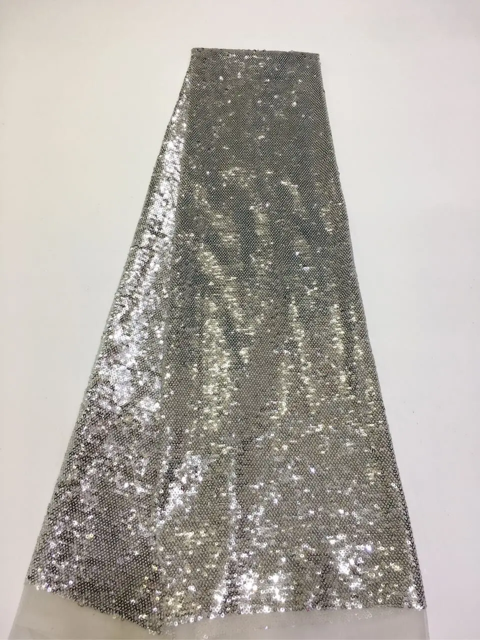 2018 Lastest Sequin Fabric Silver Sequin Lace Fabric African Tulle Lace