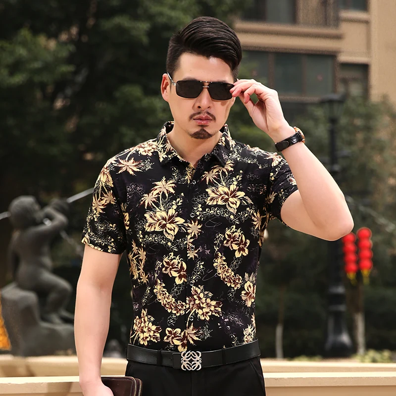 Новые летние модные мужские футболки с цветами с коротким рукавом мужская одежда с цветочным принтом