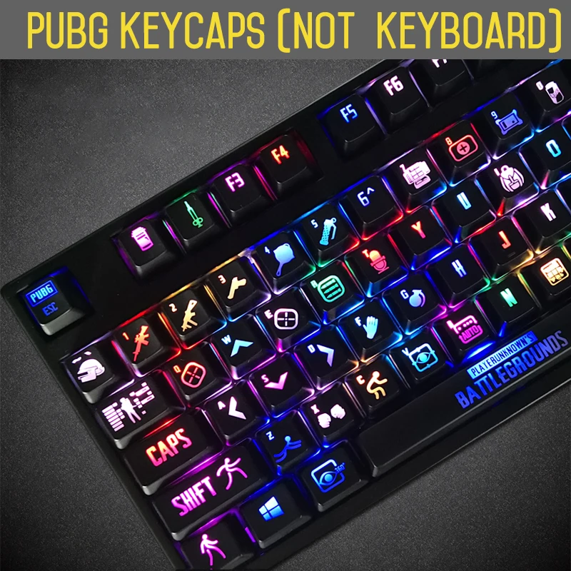 

PUBG keycaps Backlight PLAYERUNKNOWNS BATTLEGROUNDS key For Cherry mx Mechanical Keyboard 108 Keys ANSI Thickened Edition Keycap