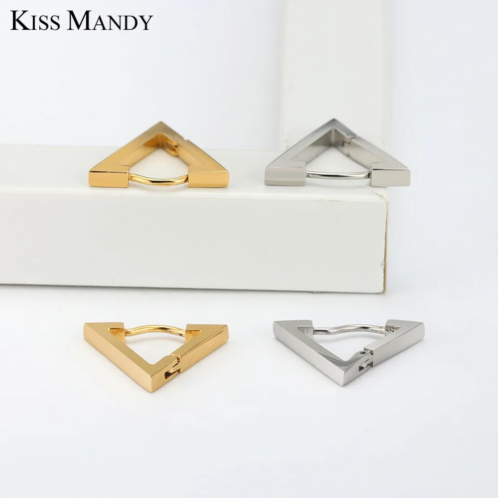 Треугольные серьги гвоздики из нержавеющей стали KISS MANDY для женщин и мужчин