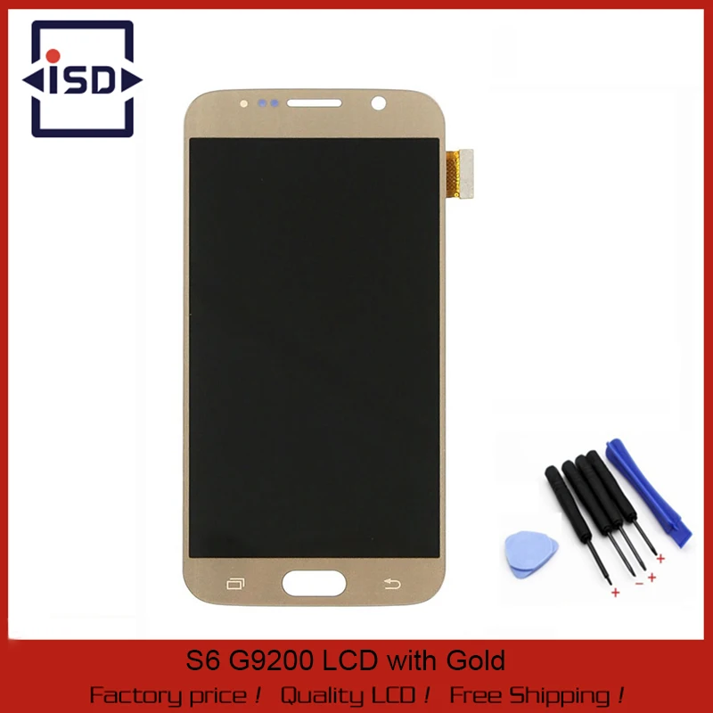 

High quality Gold color Replacement Parts For Samsung Galaxy S6 G9200 LCD Display Touch Screen Digitizer + tools Free Shipping