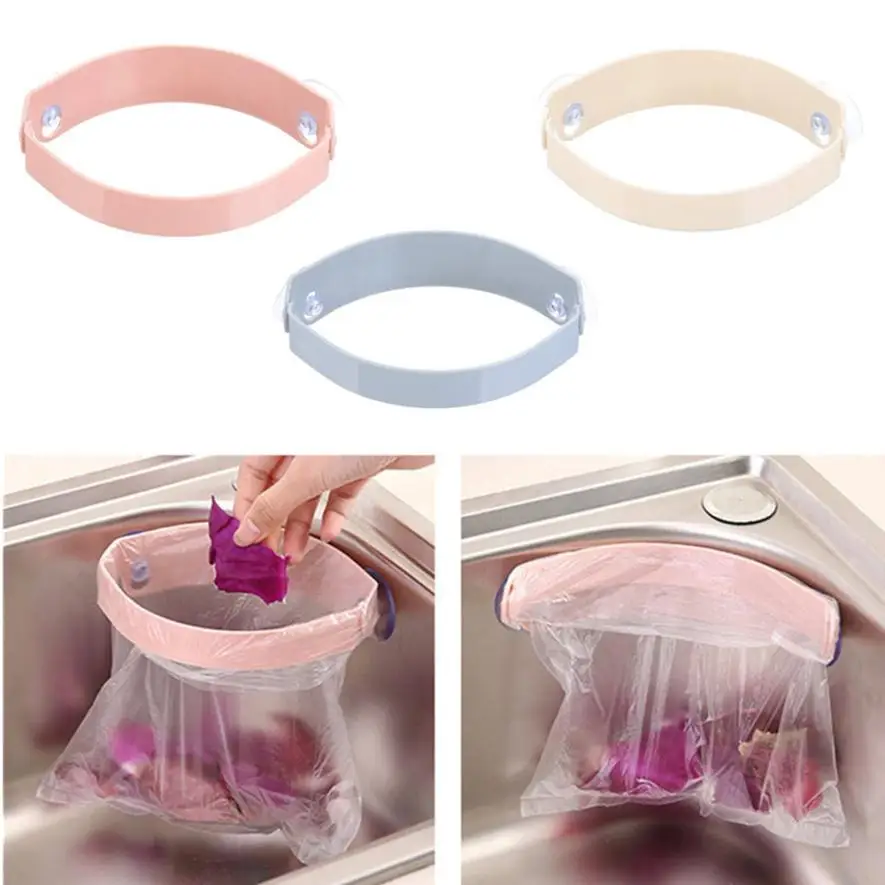 

Kitchen Creative sink Suction Cup Rack Garbage Bag Kitchen Clip Garbage Storage Rack 2o0614