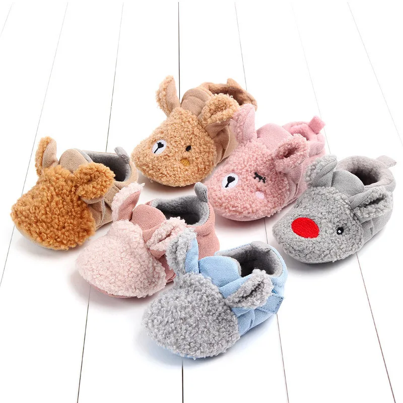 

New Arrival Toddler Newborn Baby Cute Shoes Baby Girls Boys Slippers Prewalker Keep Warm Anti-Slip Winter Animal First Walker
