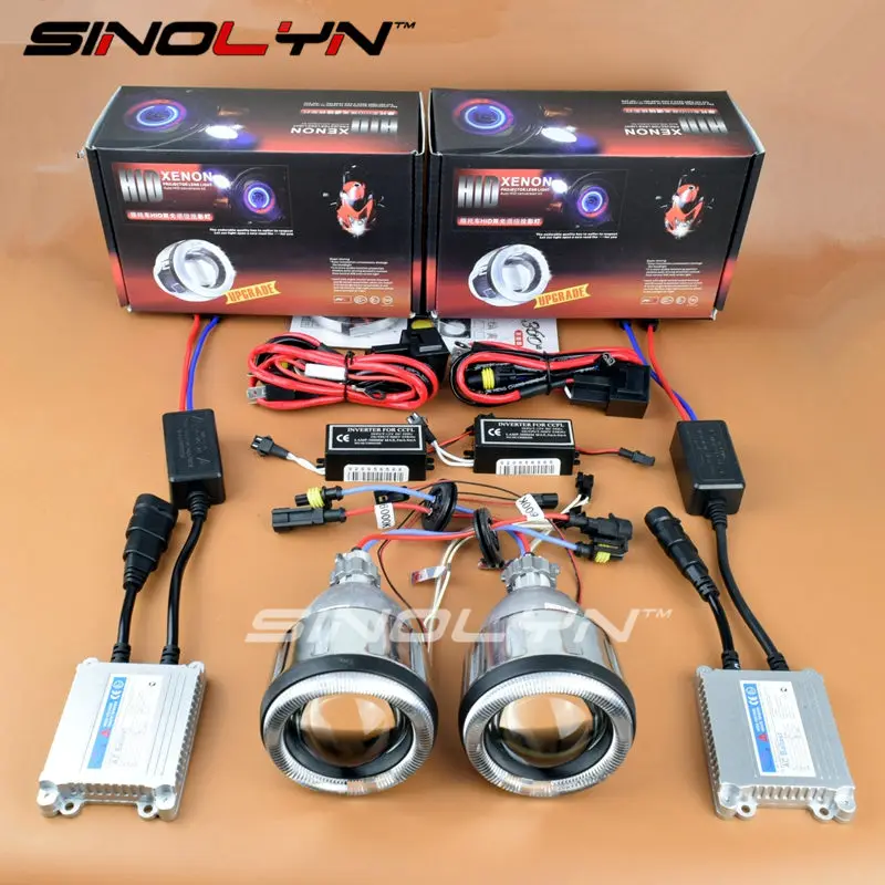 

Motorcycle Headlight Lens Bi-xenon HID Projector Angel Eyes Halo Full Kit For Yamaha R15 R6 FZ1 FZ6 R1 CBR600RR Accessories DIY