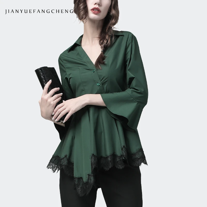 green peplum shirt