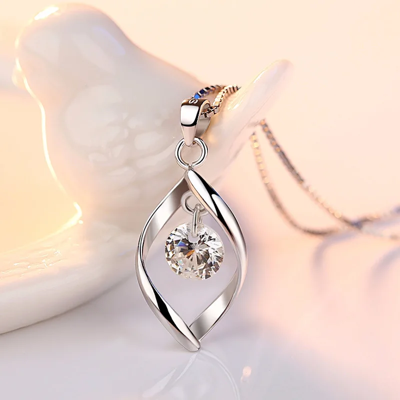 Милое женское ожерелье из чистого серебра для девочек, колье с цепочкой, женское Ювелирное колье SN015