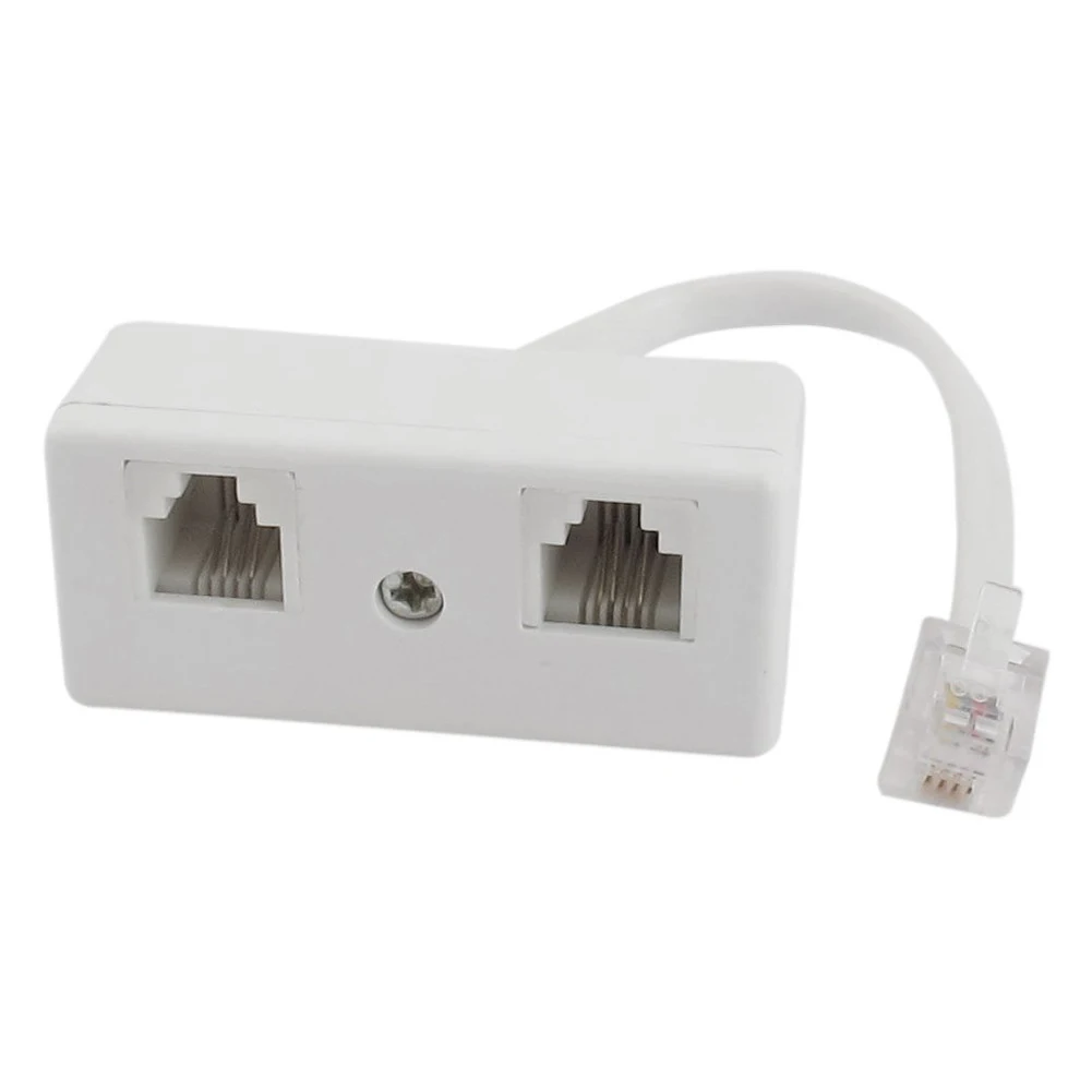 

6P4C RJ11 Male to Dual Female Telephone Line Splitter Connector Adapter