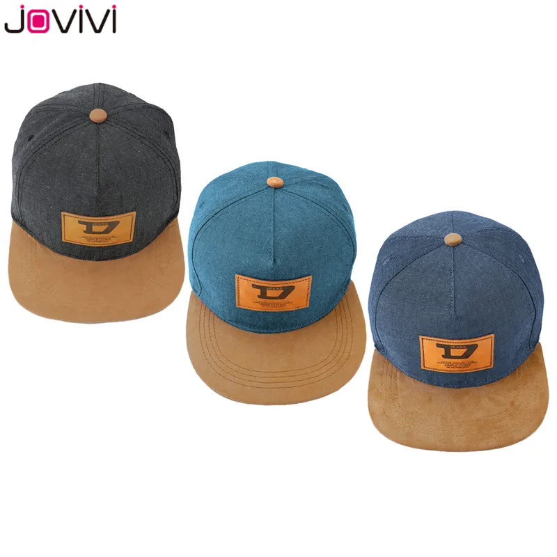 Jovivi лето на плоской подошве в стиле унисекс; Кепка с надписью дизайн хлопок& под джинсу кожу канат патч Snapback шляпа, бейсбольная кепка студентов 3 цвета на выбор